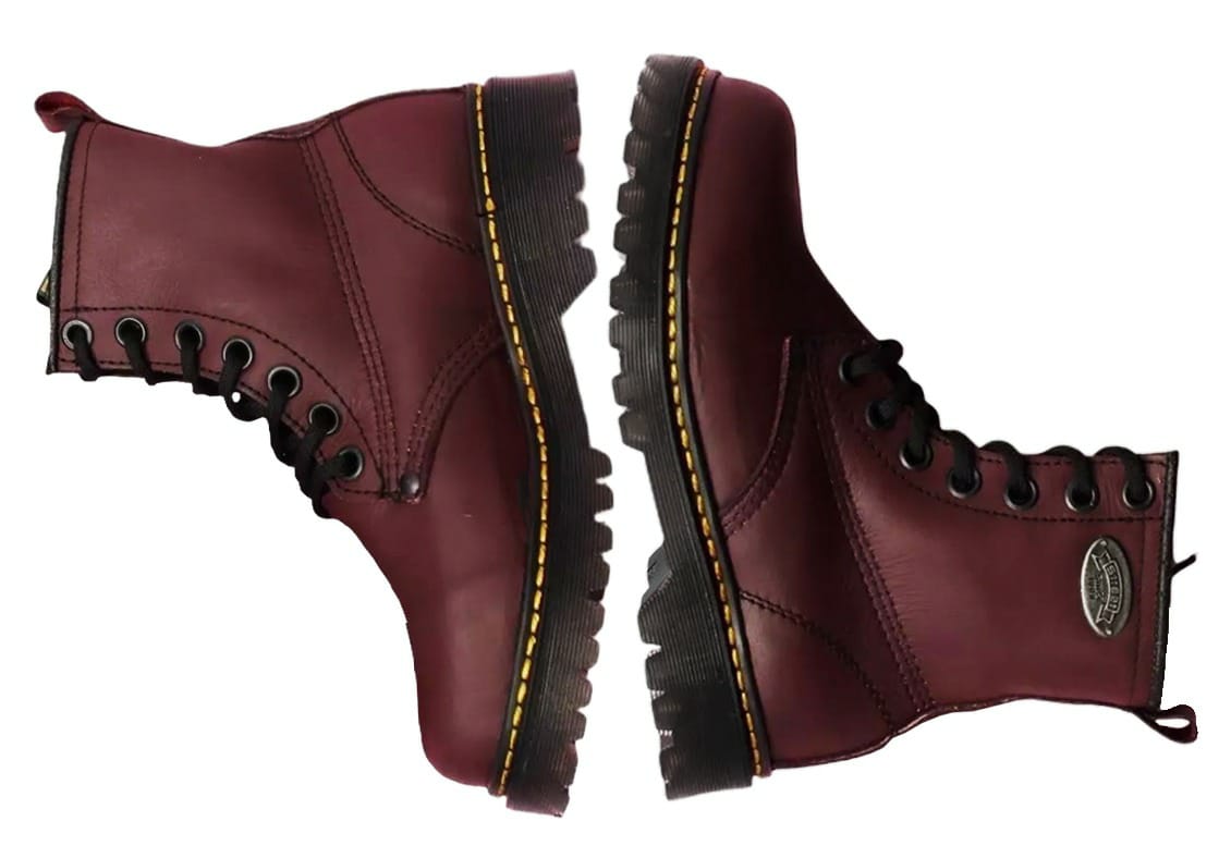 Botas Vino Cherry Piel England Style Mujer Tipo Dr. Martens