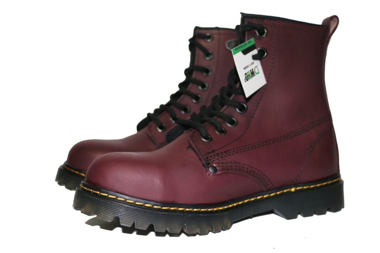 Botas Vino Cherry Piel England Style Mujer Tipo Dr. Martens