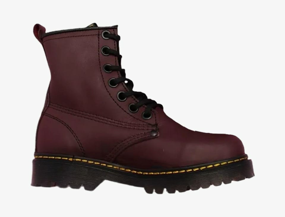 Botas Vino Cherry Piel England Style Mujer Tipo Dr. Martens