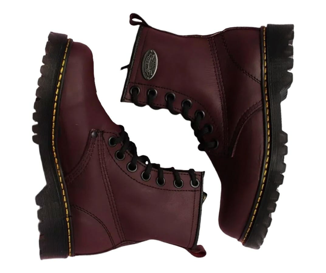 Botas Vino Cherry Piel England Style Mujer Tipo Dr. Martens