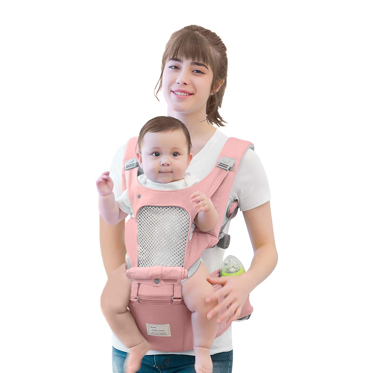 Canguro para Bebé de Algodón con Soporte de Cadera Rosa