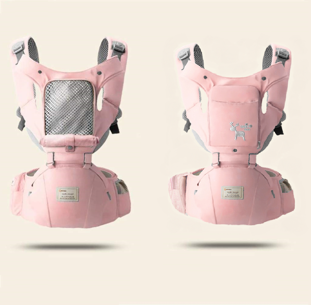 Canguro para Bebé de Algodón con Soporte de Cadera Rosa