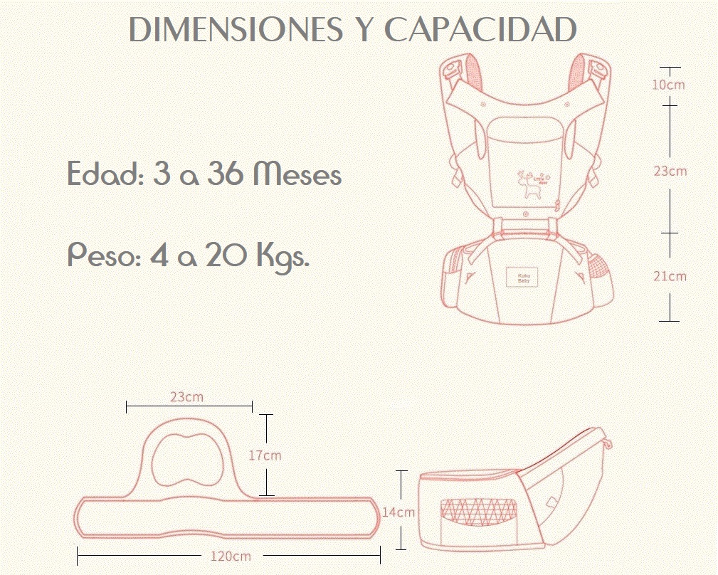 Canguro para Bebé de Algodón con Soporte de Cadera Rosa