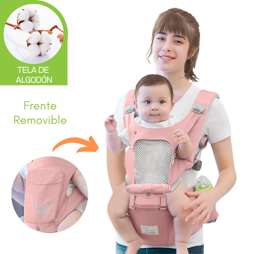 Canguro para Bebé de Algodón con Soporte de Cadera Rosa