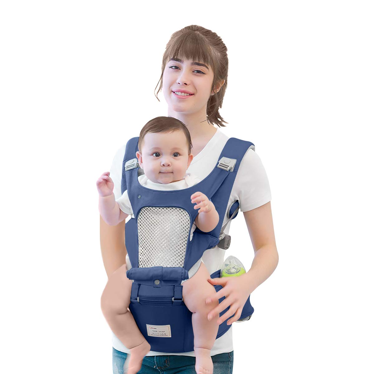 Canguro para Bebé de Algodón con Soporte de Cadera Azul