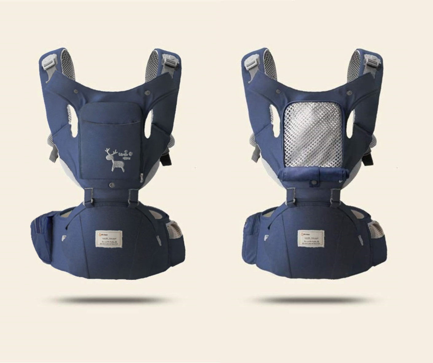 Canguro para Bebé de Algodón con Soporte de Cadera Azul