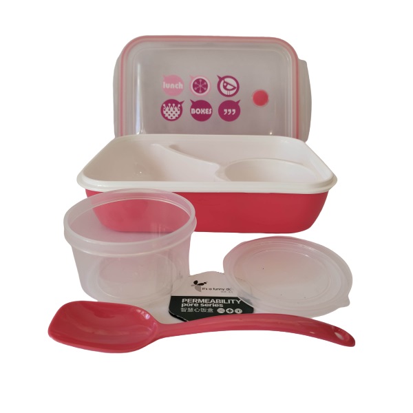 Tupper para Lunch Caja Bento Rectangular con Cubierto y divisiones