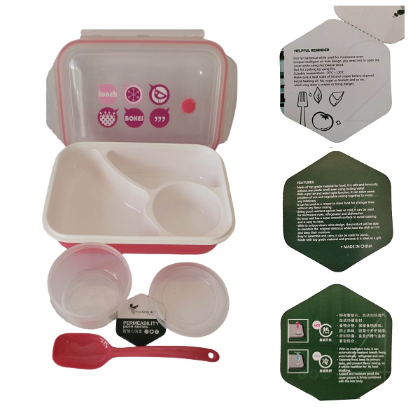 Tupper para Lunch Caja Bento Rectangular con Cubierto y divisiones