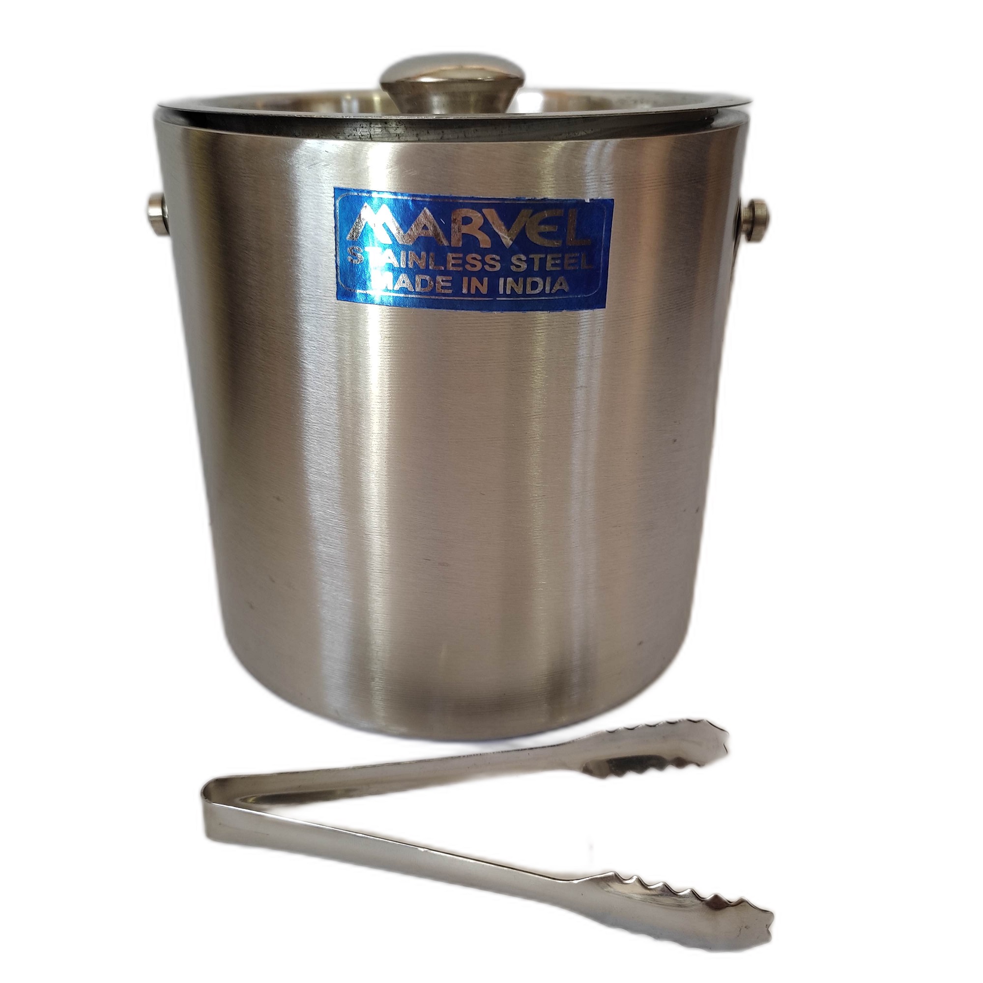 Cubeta para Hielos de Acero Inoxidable Hielera con Tapa y pinzas