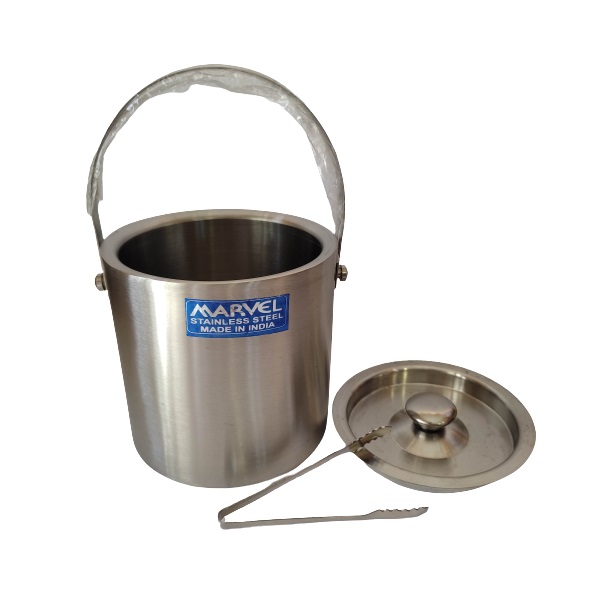 Cubeta para Hielos de Acero Inoxidable Hielera con Tapa y pinzas