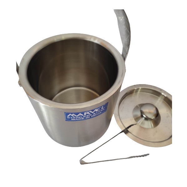 Cubeta para Hielos de Acero Inoxidable Hielera con Tapa y pinzas