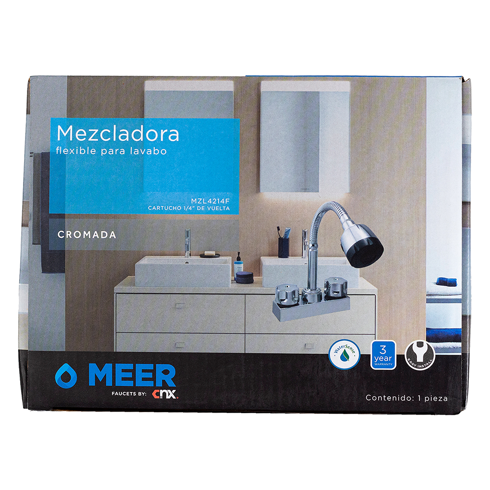 Meer Mezcladora Mini Con Cuello Flexible Para Lavabo