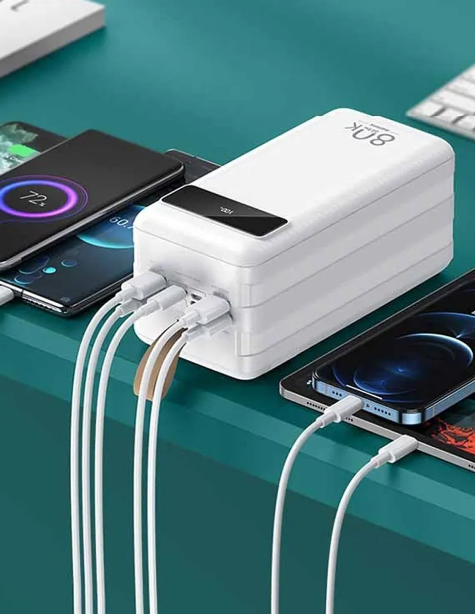 Remax Power Bank Batería Portátil Con Luz Cargador 80000mah