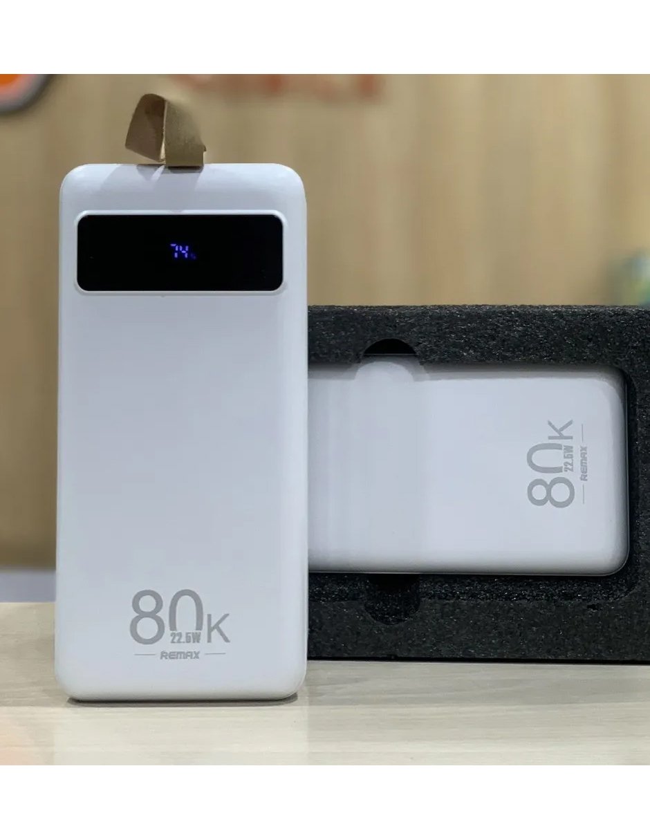 Remax Power Bank Batería Portátil Con Luz Cargador 80000mah