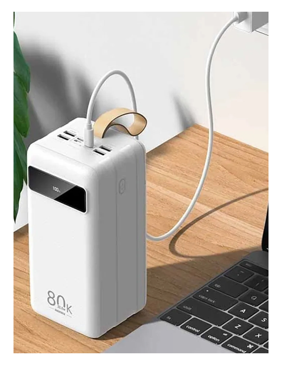 Remax Power Bank Batería Portátil Con Luz Cargador 80000mah