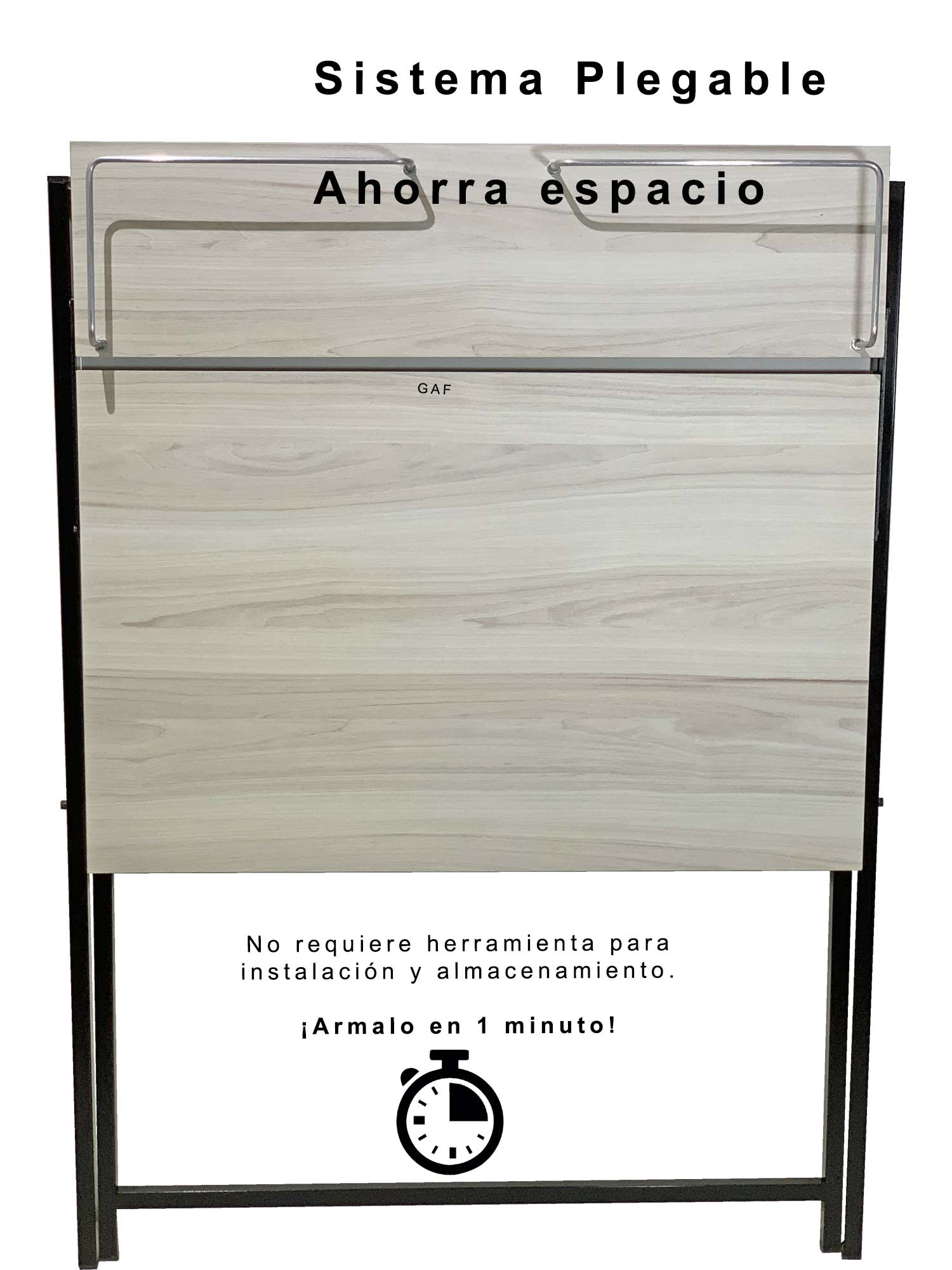 Escritorio Plegable en MDF para Computadora Estación de Trabajo Moderna con Repisa Oficina para Mesa para Home Office para Silla de Oficina color MDF CLARO