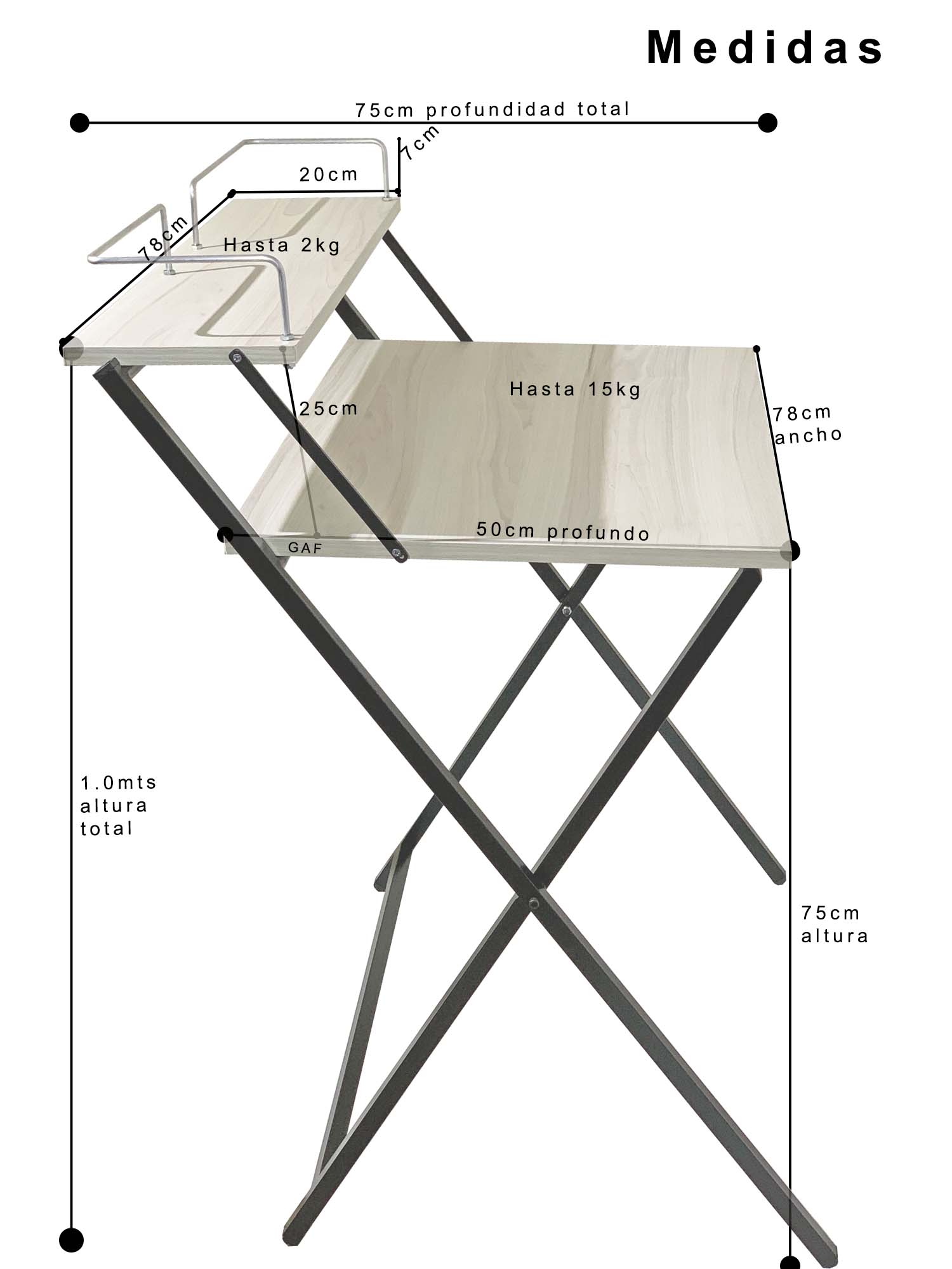 Escritorio Plegable en MDF para Computadora Estación de Trabajo Moderna con Repisa Oficina para Mesa para Home Office para Silla de Oficina color MDF CLARO