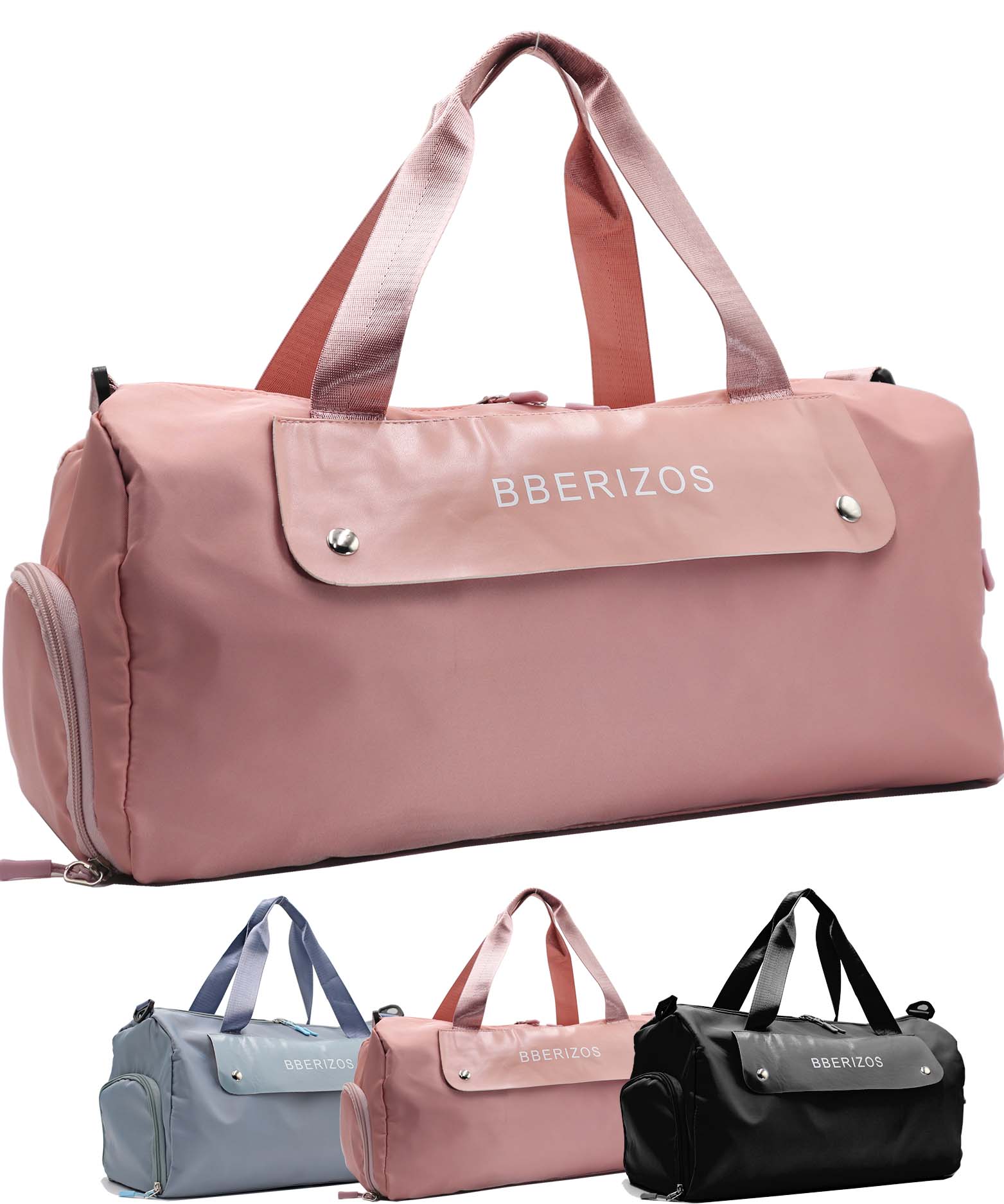 Bberizos| Bolso Deportivo con Compartimento para Tenis Maleta para Gimnasio con Bolso para Húmedo/Seco Petaca de Viajes con Correa de Hombro Equipaje de Mano para Avión con Bolsillo Zapatos Rosa