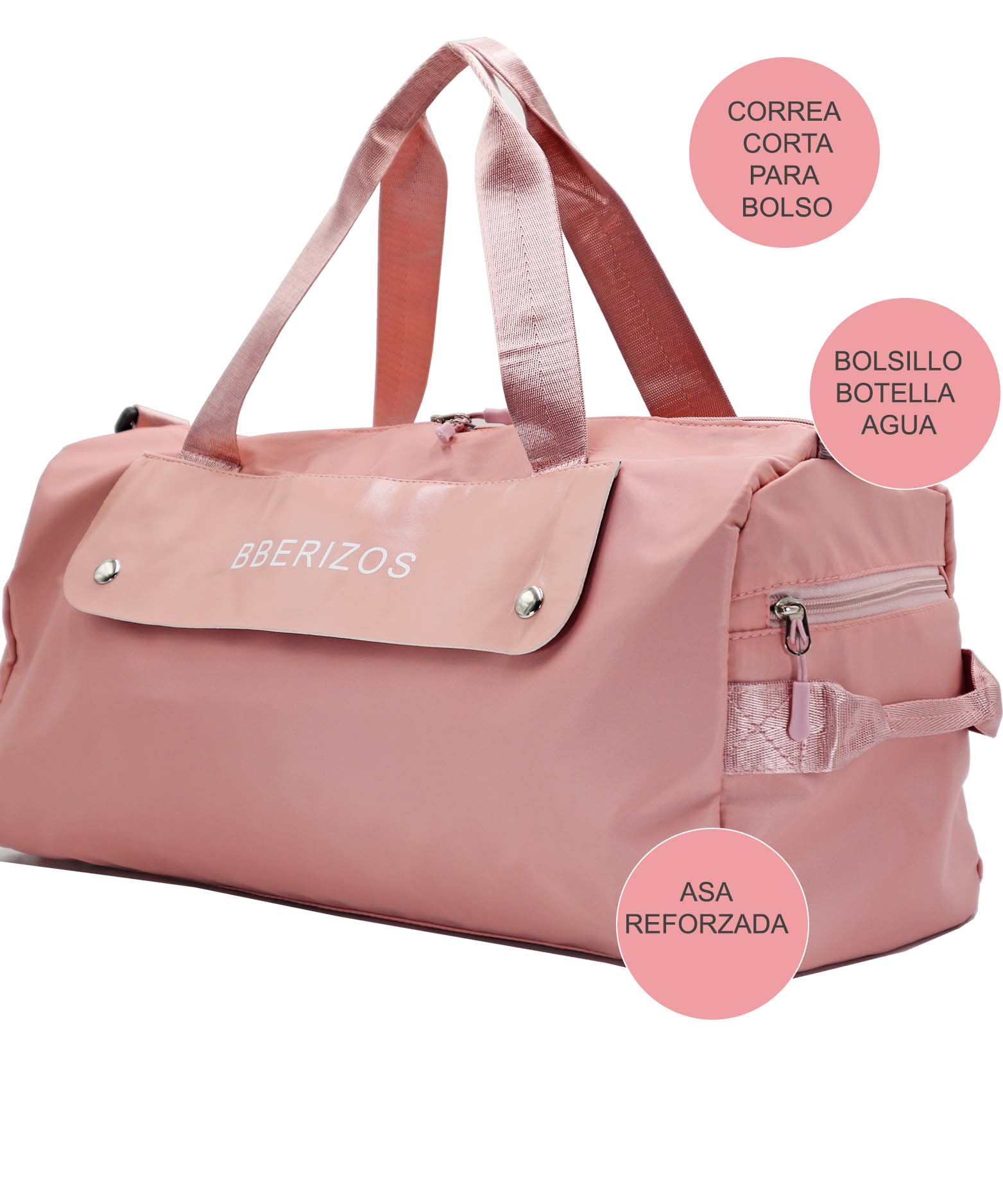 Bberizos| Bolso Deportivo con Compartimento para Tenis Maleta para Gimnasio con Bolso para Húmedo/Seco Petaca de Viajes con Correa de Hombro Equipaje de Mano para Avión con Bolsillo Zapatos Rosa
