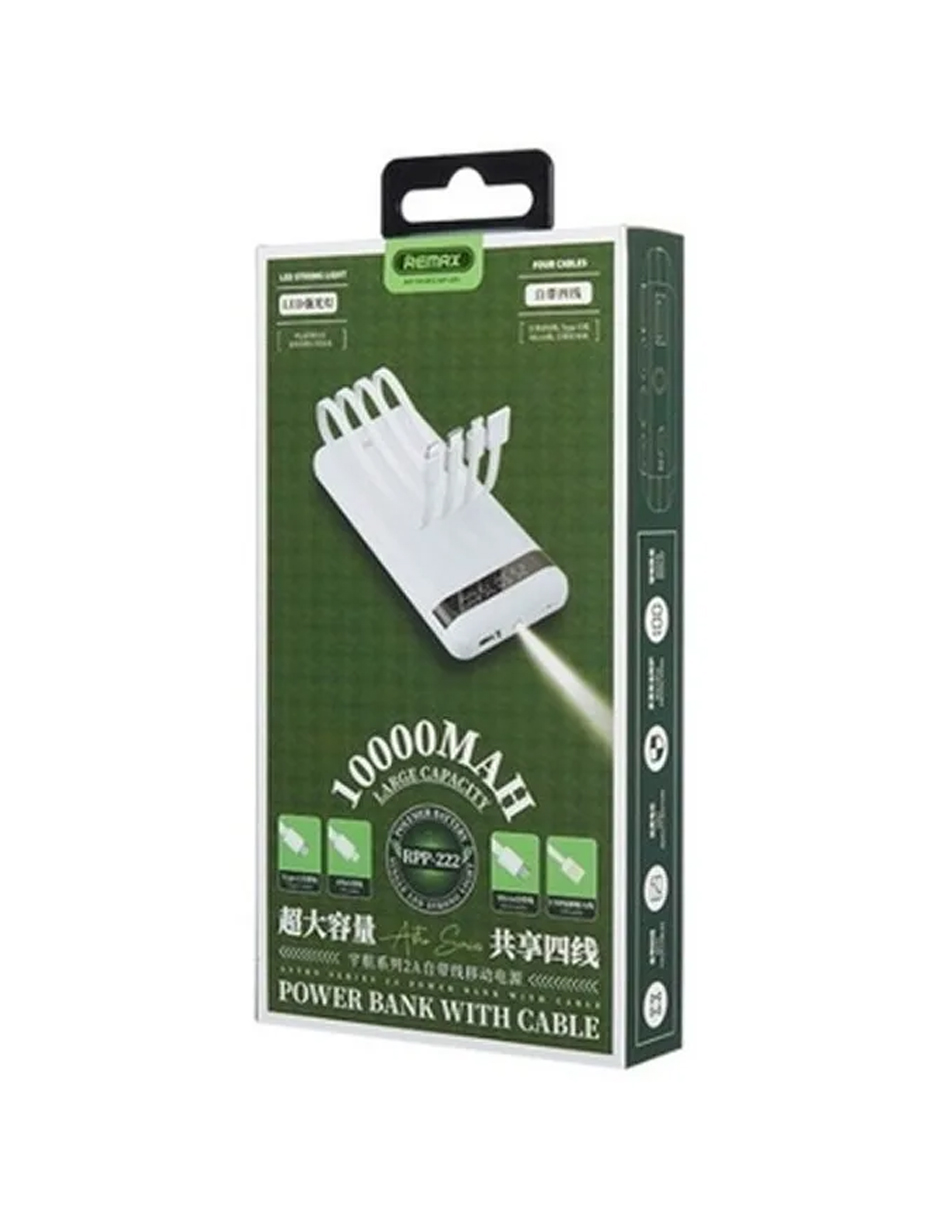Remax Power Bank Batería Cargador Portátil Cable 10000mah RPP-222