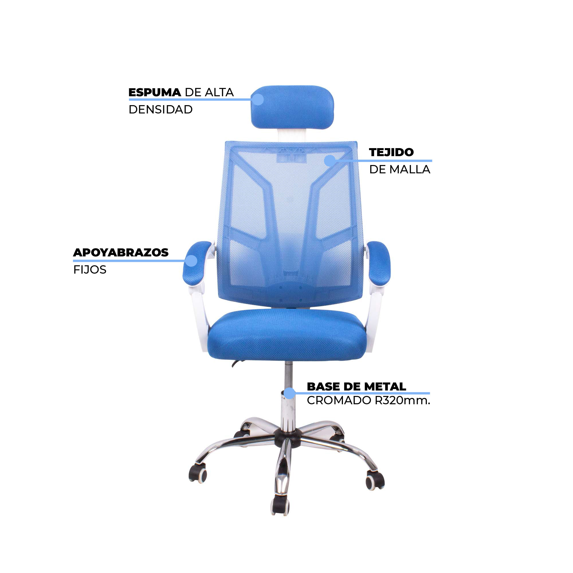 Silla Oficina Ergonómica Con Tapizado Mesh Reclinable