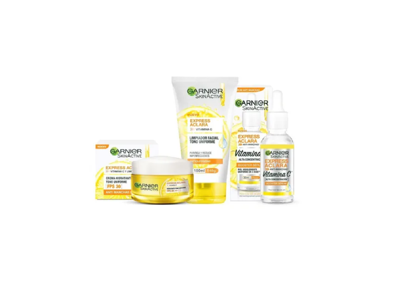 Kit Garnier Express Aclara: Serum, Crema, Gel Con Vitamina C