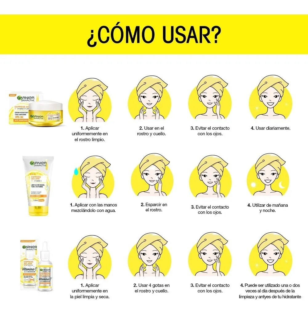 Kit Garnier Express Aclara: Serum, Crema, Gel Con Vitamina C