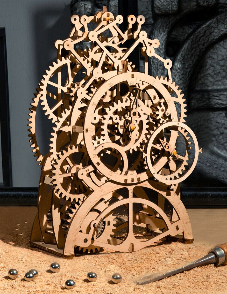 Reloj Péndulo Engranes Madera Móvil Armar Bloques Robotime LK501.