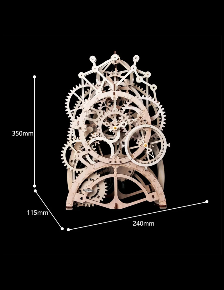 Reloj Péndulo Engranes Madera Móvil Armar Bloques Robotime LK501.