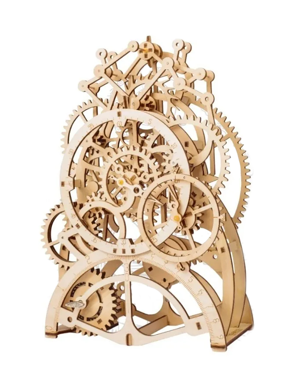 Reloj Péndulo Engranes Madera Móvil Armar Bloques Robotime LK501.
