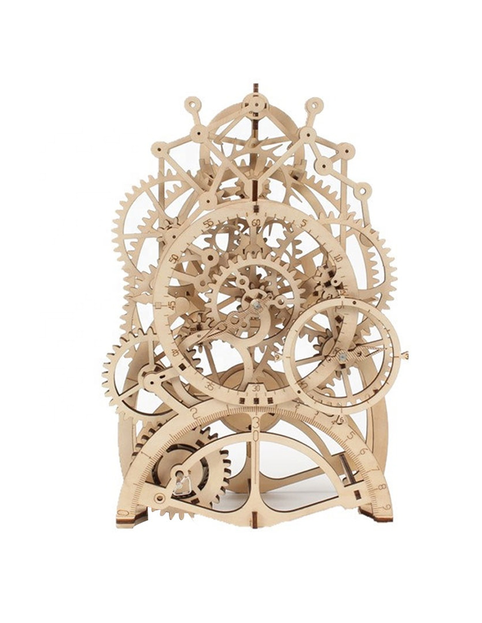 Reloj Péndulo Engranes Madera Móvil Armar Bloques Robotime LK501.