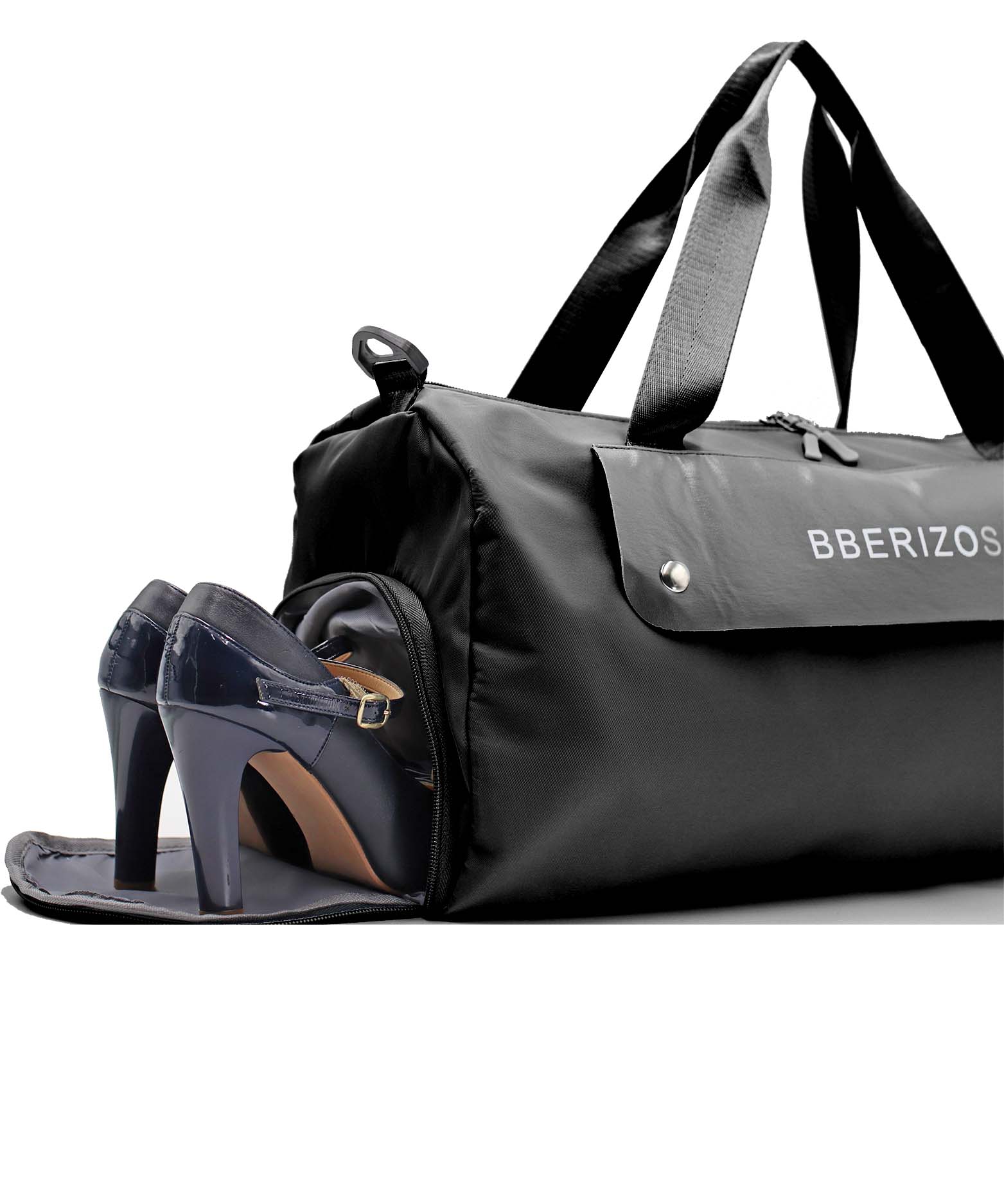 Bberizos| Bolso Deportivo con Compartimento para Tenis Maleta para Gimnasio con Bolso para Húmedo/Seco Petaca de Viajes con Correa de Hombro Equipaje de Mano para Avión con Bolsillo Zapatos Negra