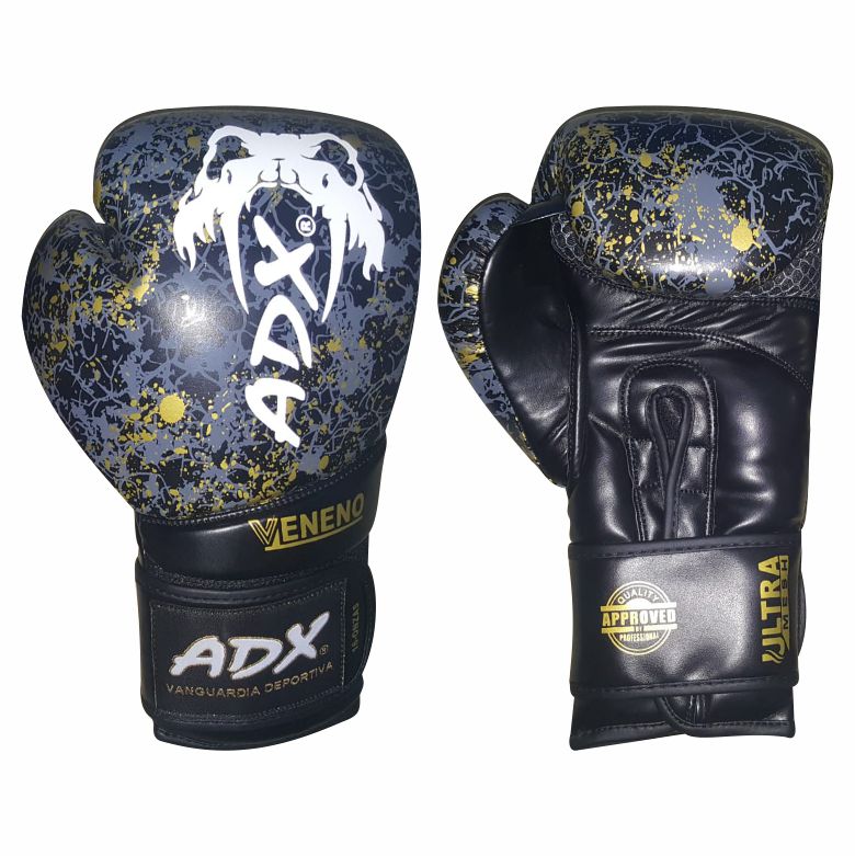 Guantes de Box ADX Mod Veneno Con Proteccion en Muñeca Relleno Inyectado PU + Complementos
