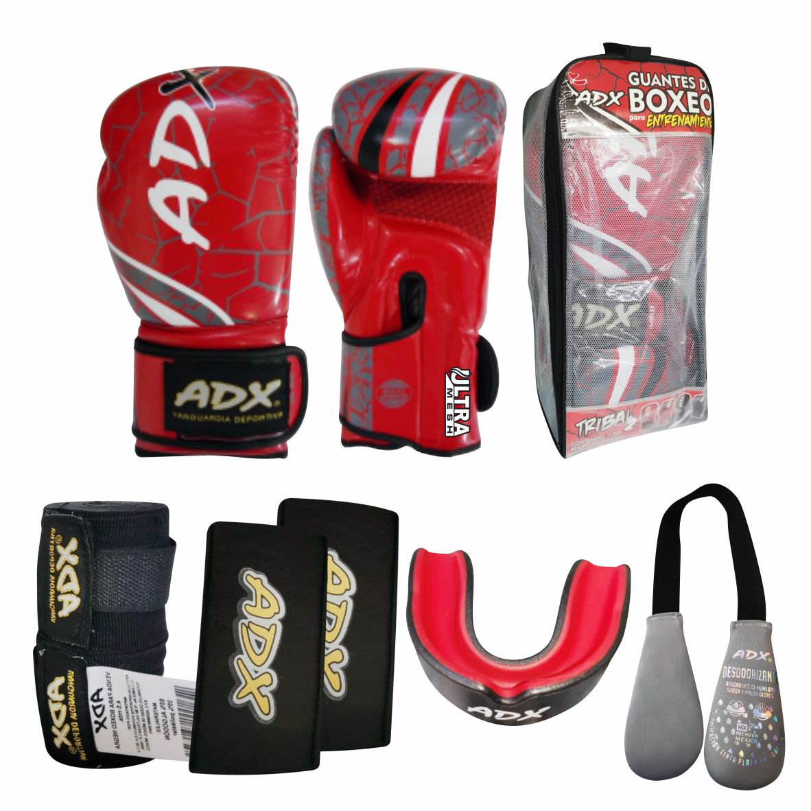 Par de Guantes de Box ADX Mod Tribal2 Con Proteccion en Muñeca Relleno Multicapas PU
