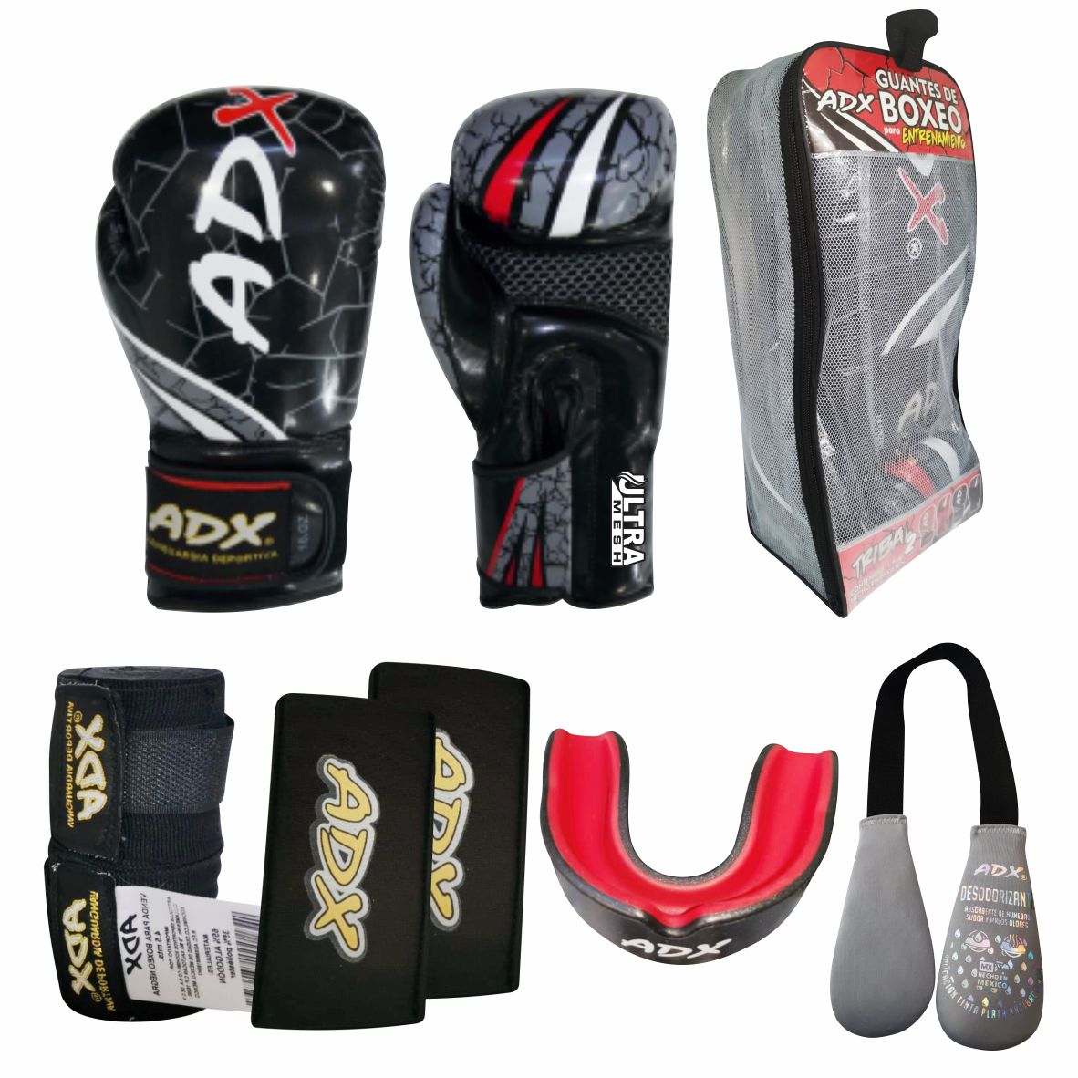 Par de Guantes de Box ADX Mod Tribal2 Con Proteccion en Muñeca Relleno Multicapas PU