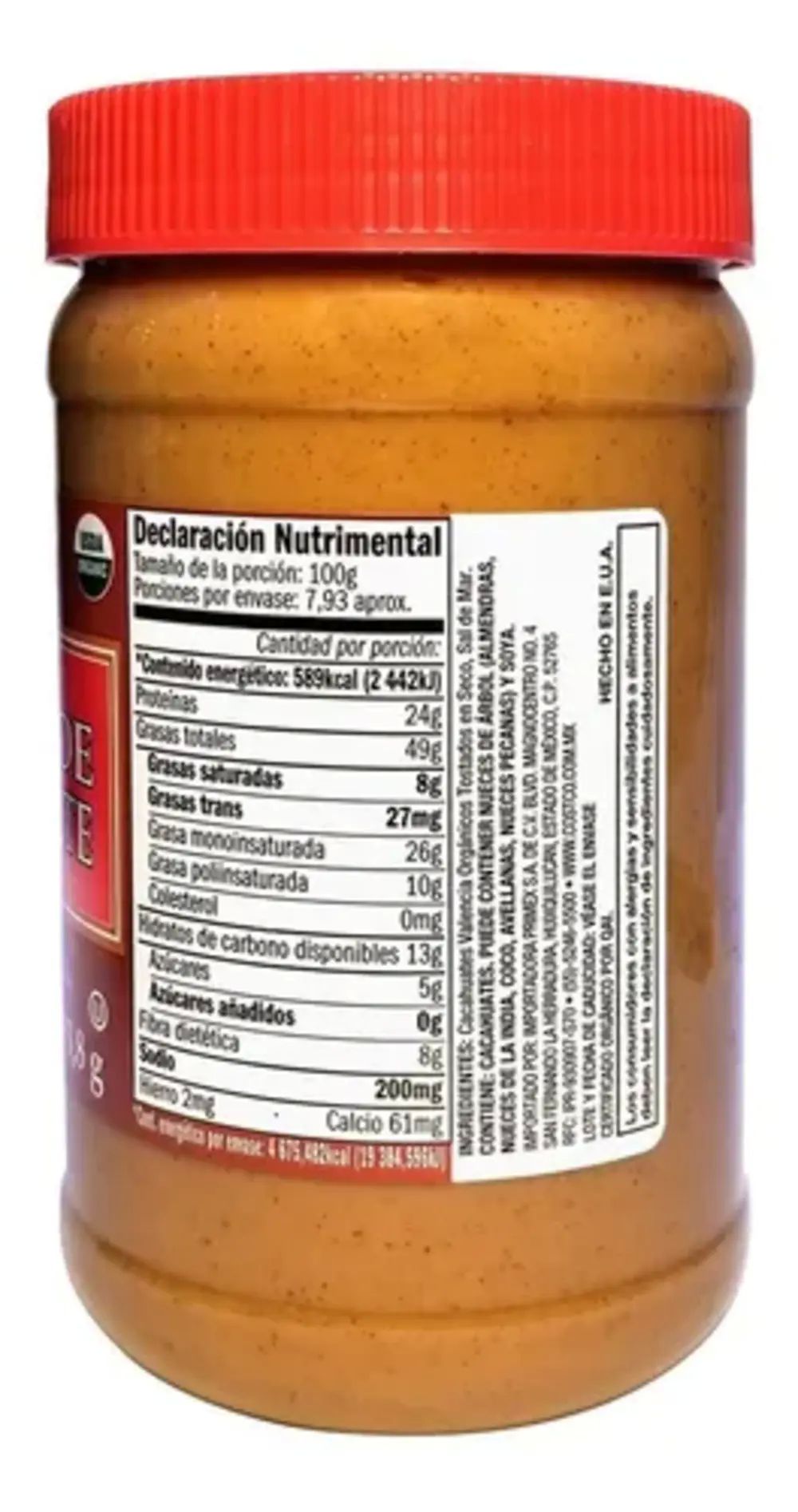 Crema De Cacahuate Orgánica Kirkland 2 De 793.8g