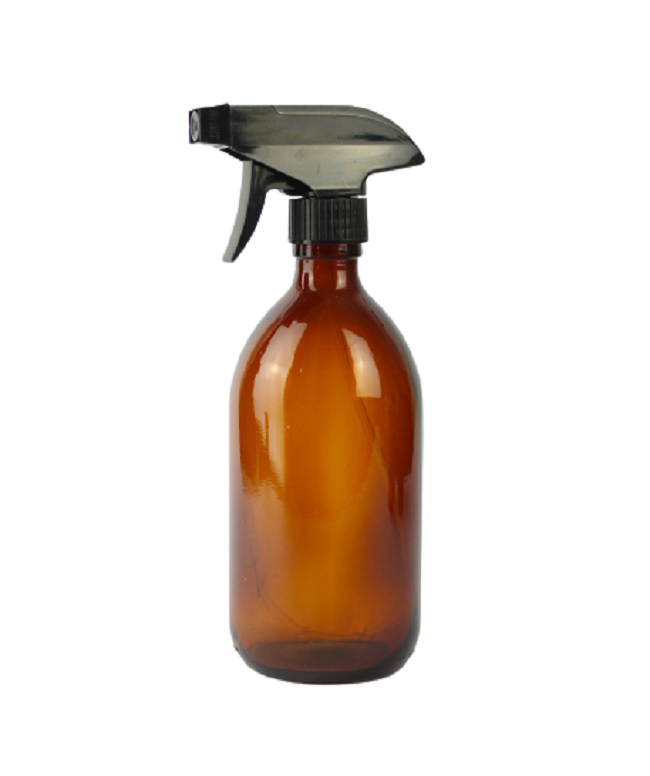 Envase Atomizador de Cristal Ambar para limpieza 500ml