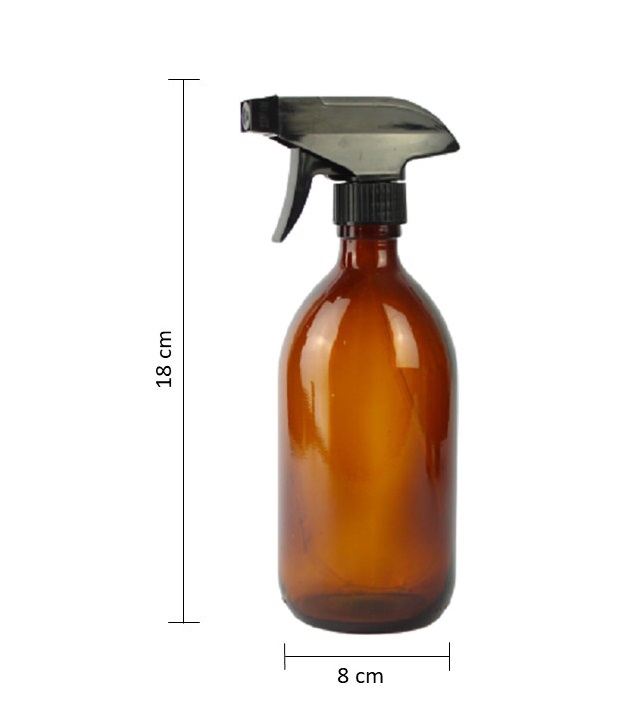 Envase Atomizador de Cristal Ambar para limpieza 500ml
