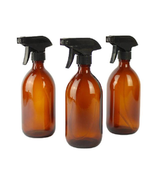 Envase Atomizador de Cristal Ambar para limpieza 500ml