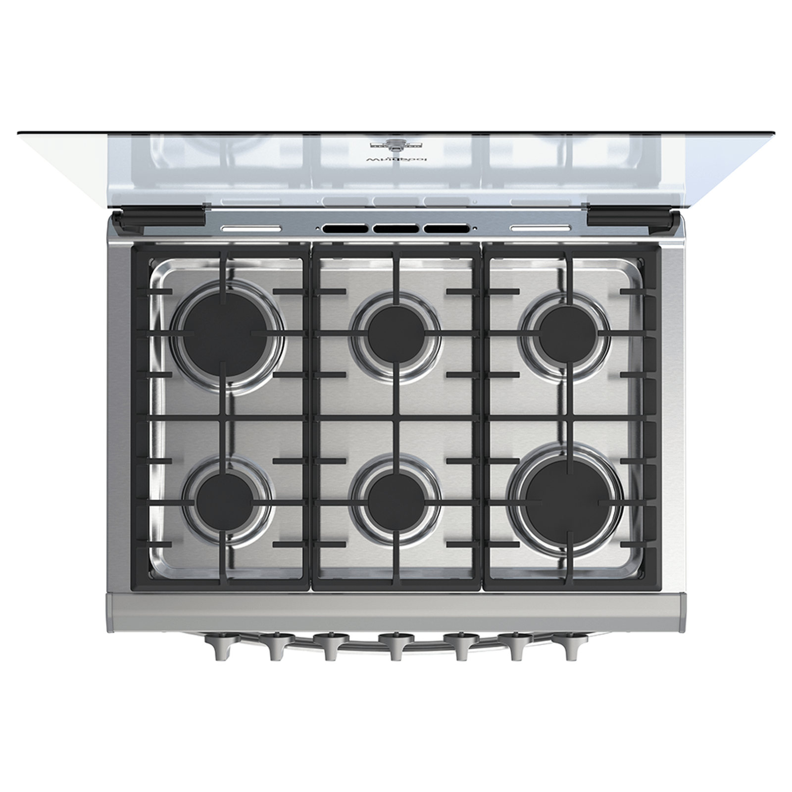 ESTUFA DE GAS EMPOTRABLE WHIRLPOOL WER3000D DE 76 CM (30 PULGADAS) EN ACERO INOXIDABLE Y ACABADO ESPEJO.