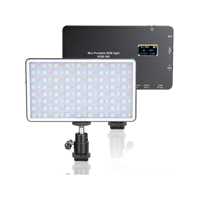 Lampara LED RGB para Cámara Video Fotografia JNT RGB-160 Color Negro