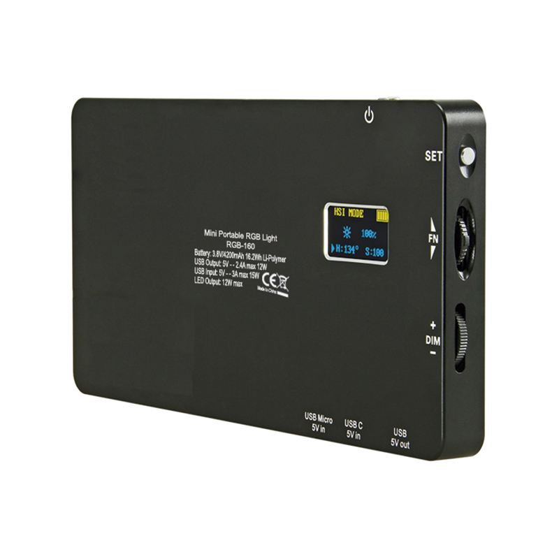 Lampara LED RGB para Cámara Video Fotografia JNT RGB-160 Color Negro