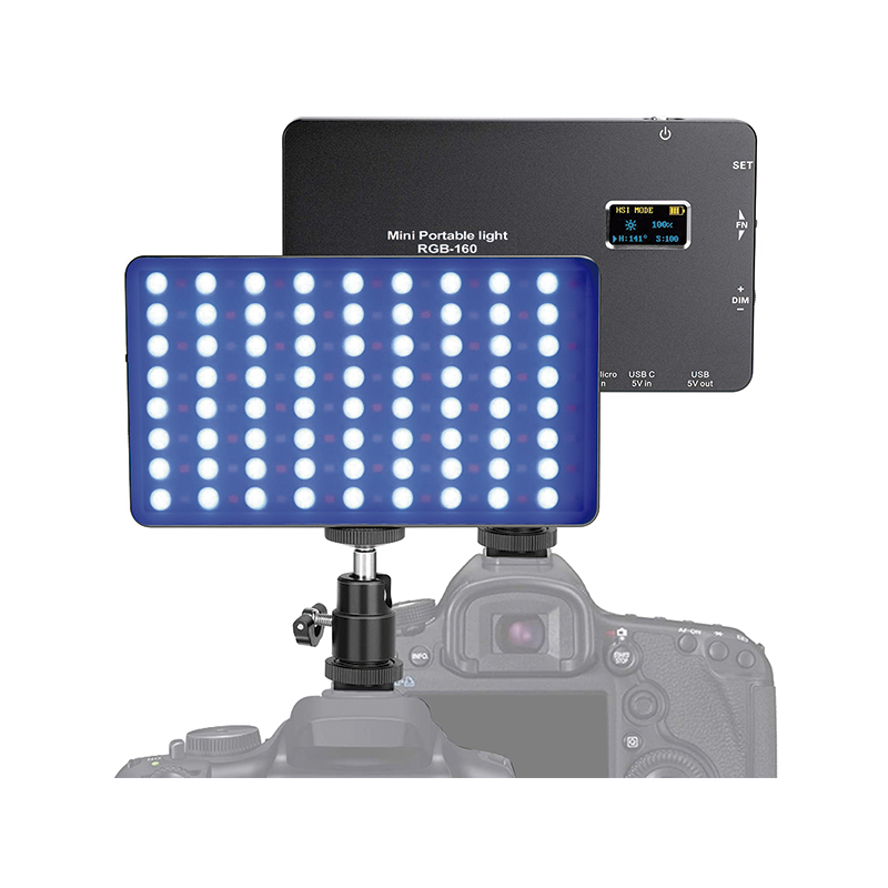 Lampara LED RGB para Cámara Video Fotografia JNT RGB-160 Color Negro