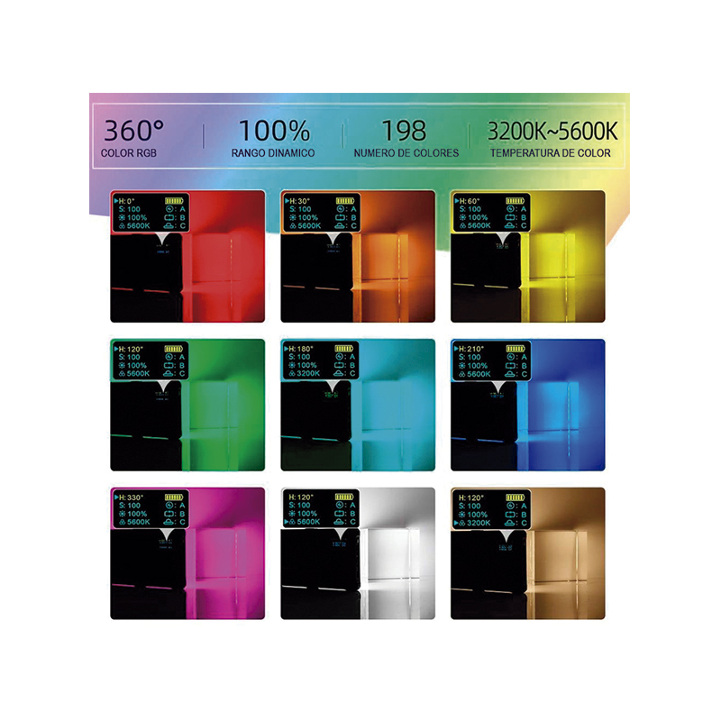 Lampara LED RGB para Cámara Video Fotografia JNT RGB-160 Color Negro