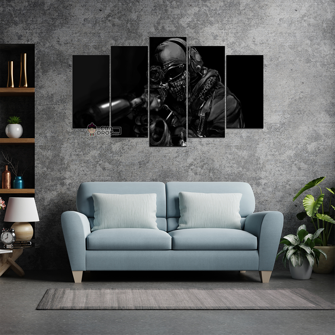 Cuadro Decorativo Gamer Call Of Duty Ghost 100x60cm 5pzs Cuadros MX