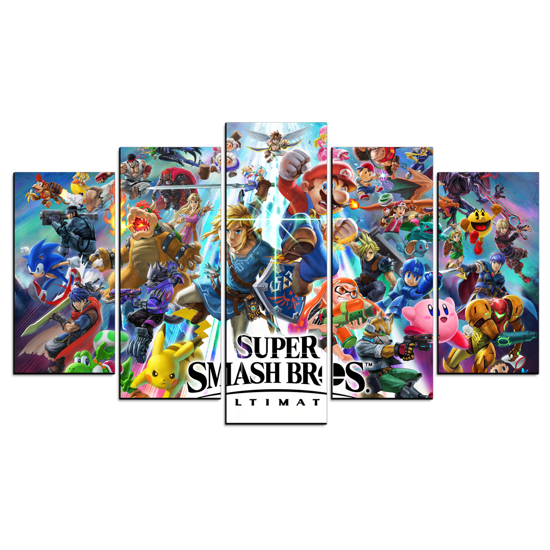 Cuadro Decorativo Gamer Super Smash Bros Ultimate 100x60cm 5pzs Cuadros MX