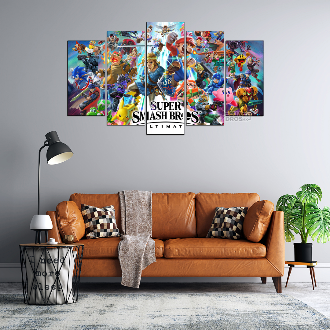 Cuadro Decorativo Gamer Super Smash Bros Ultimate 100x60cm 5pzs Cuadros MX