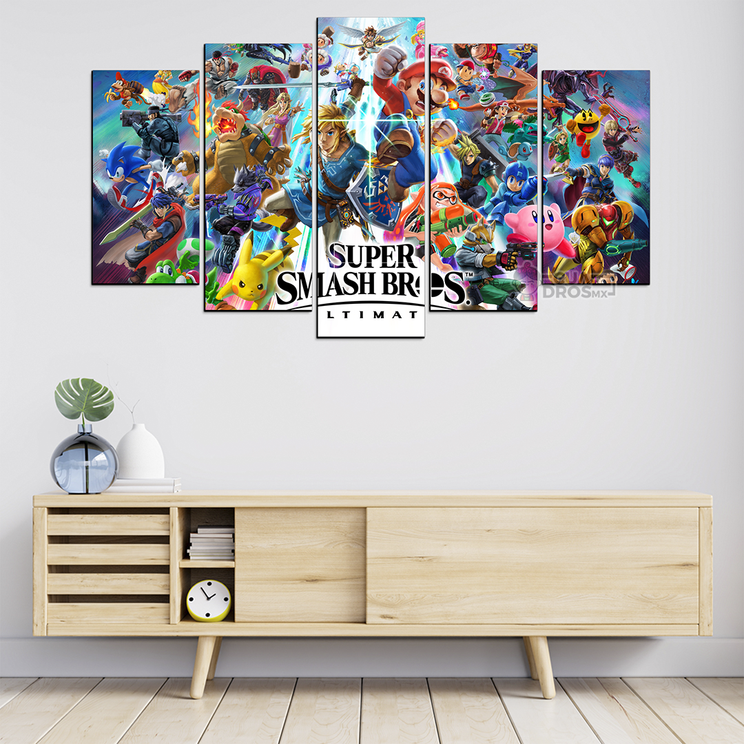 Cuadro Decorativo Gamer Super Smash Bros Ultimate 100x60cm 5pzs Cuadros MX