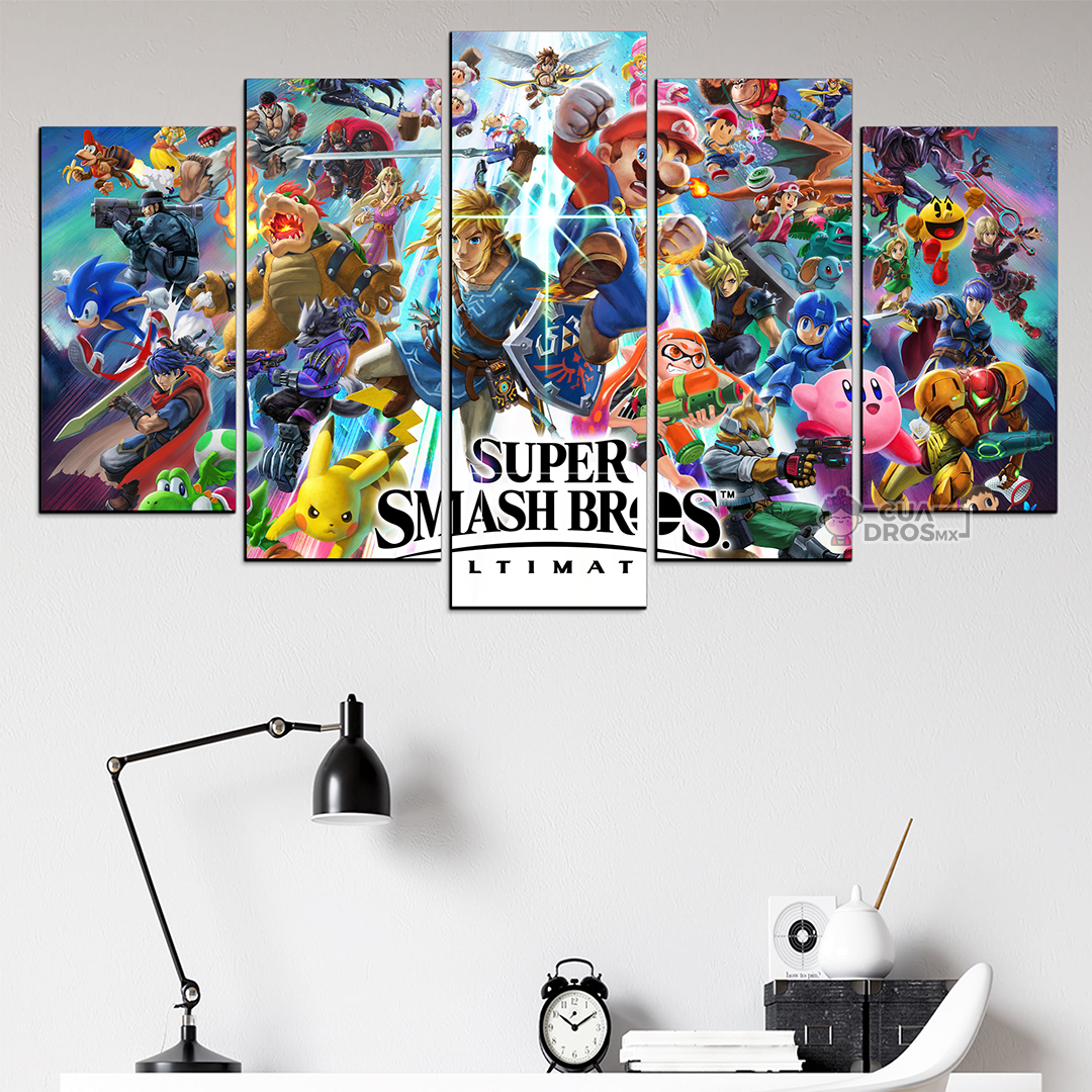 Cuadro Decorativo Gamer Super Smash Bros Ultimate 100x60cm 5pzs Cuadros MX