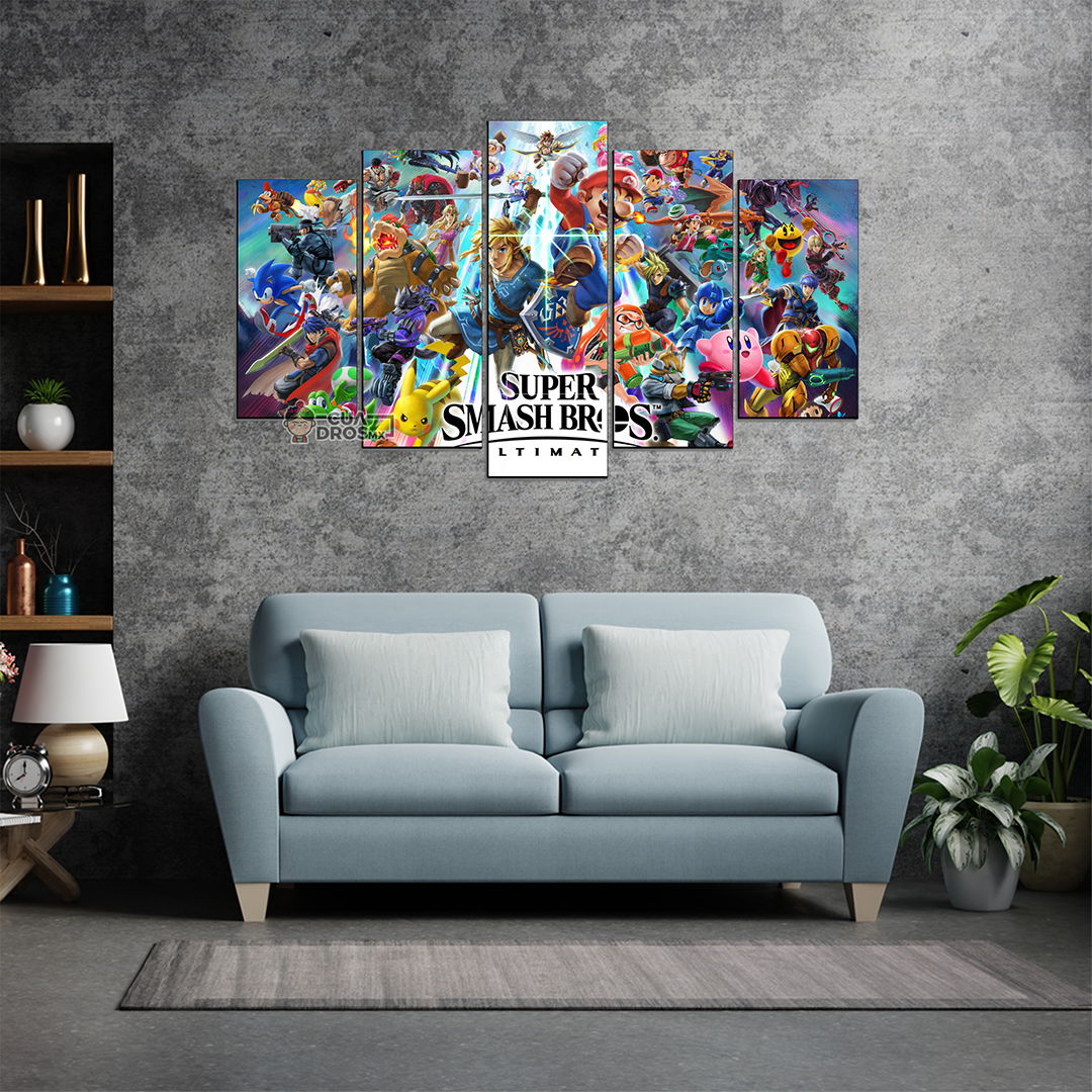 Cuadro Decorativo Gamer Super Smash Bros Ultimate 100x60cm 5pzs Cuadros MX